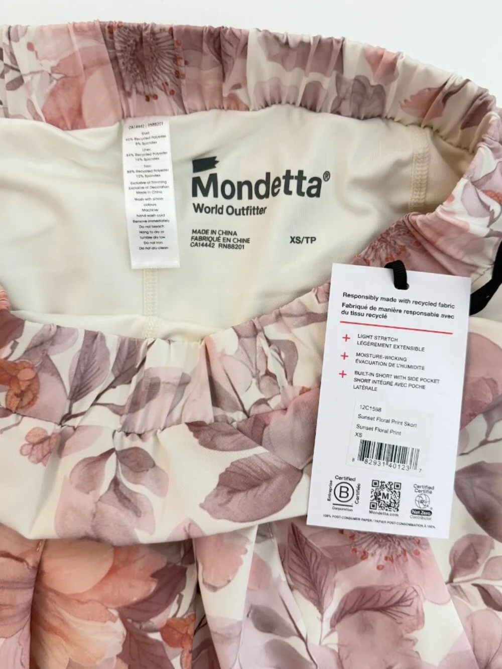 Mondetta Sunset Floral Matching Set XS NWT Half Zip & Tennis Golf Skort